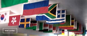 Flags for ervy student and staff member's country.